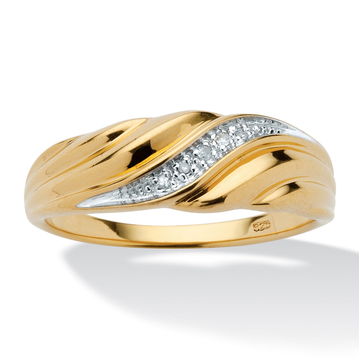 Men&#39;s Diamond Accent Ring in Gold-Plated Sterling Silver, WHITE, hi-res image number 0