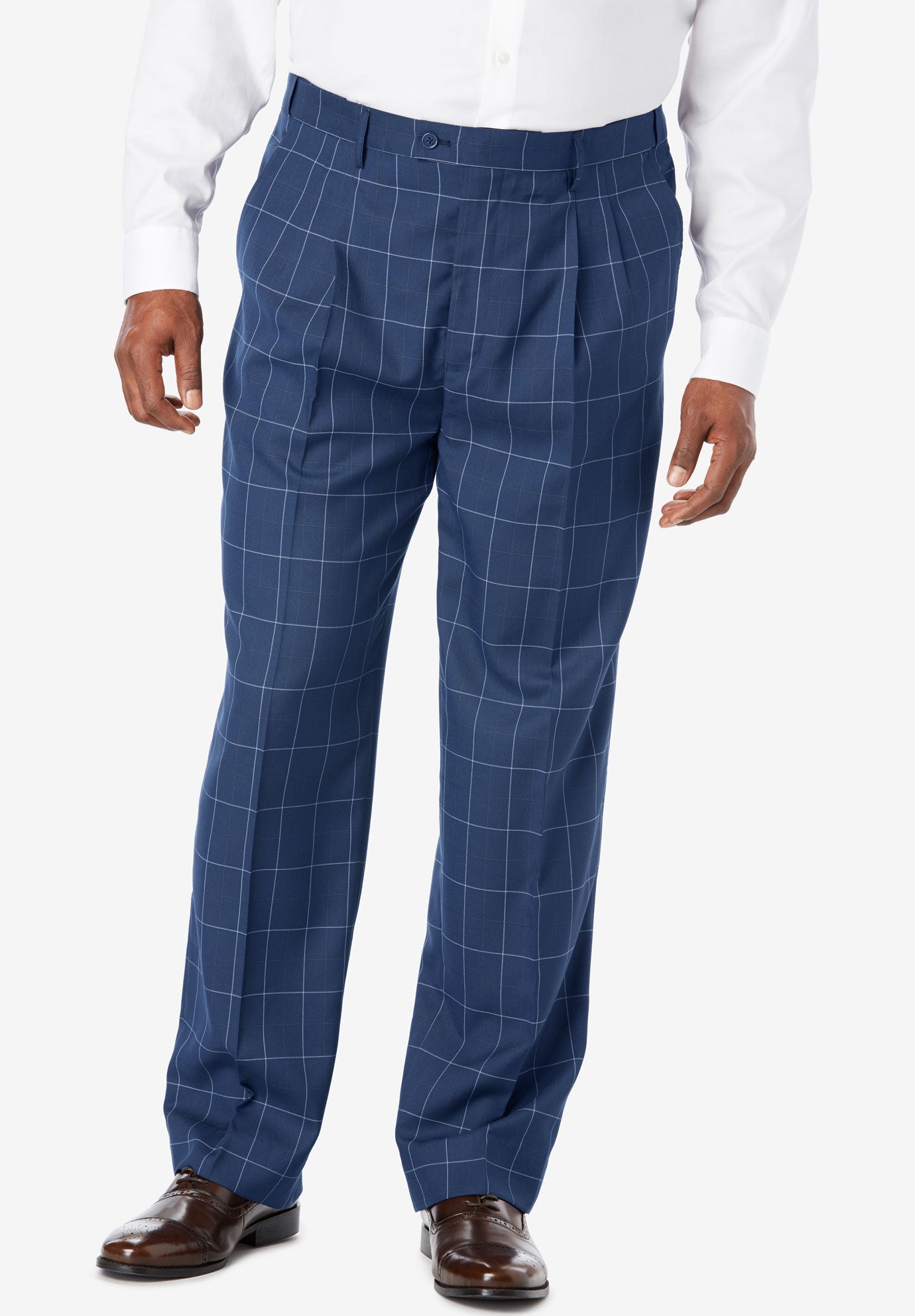 KS Signature Kingsize Mens Big /& Tall No Hassle Classic Fit Expandable Waist Double-Pleat Dress Pants