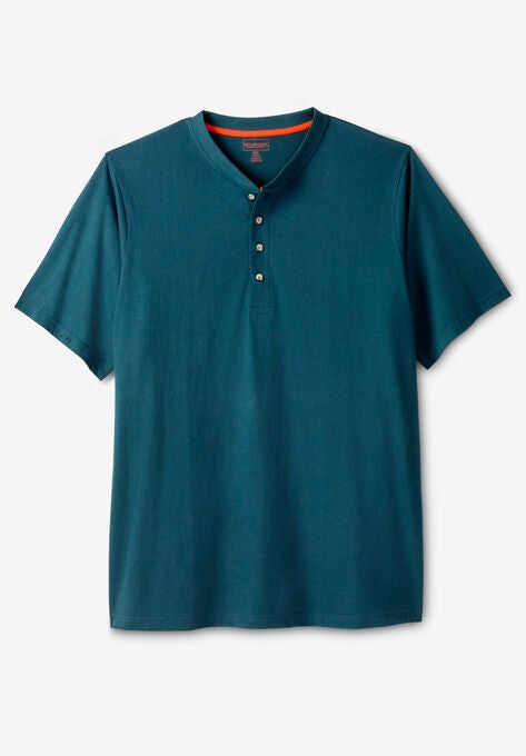 Boulder Creek® Heavyweight Short-Sleeve Henley Shirt, MIDNIGHT TEAL, hi-res image number null