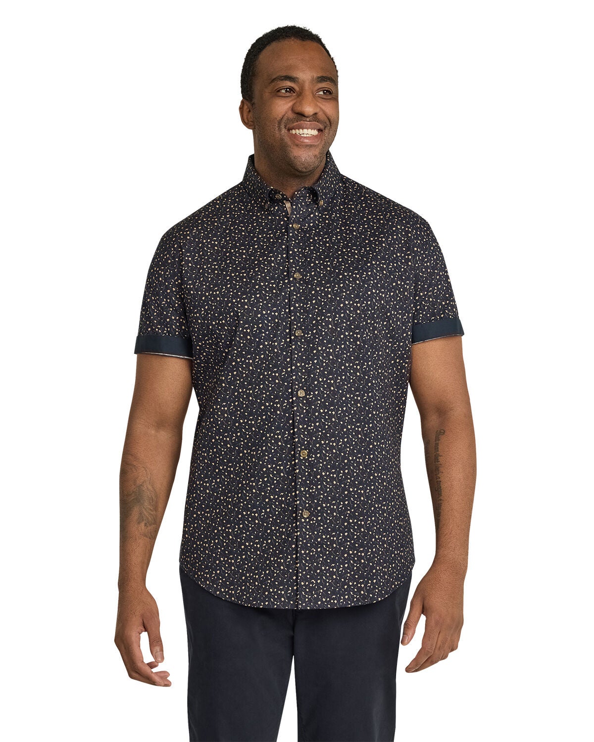 Byron Print Shirt, NAVY, on-hover image number 1