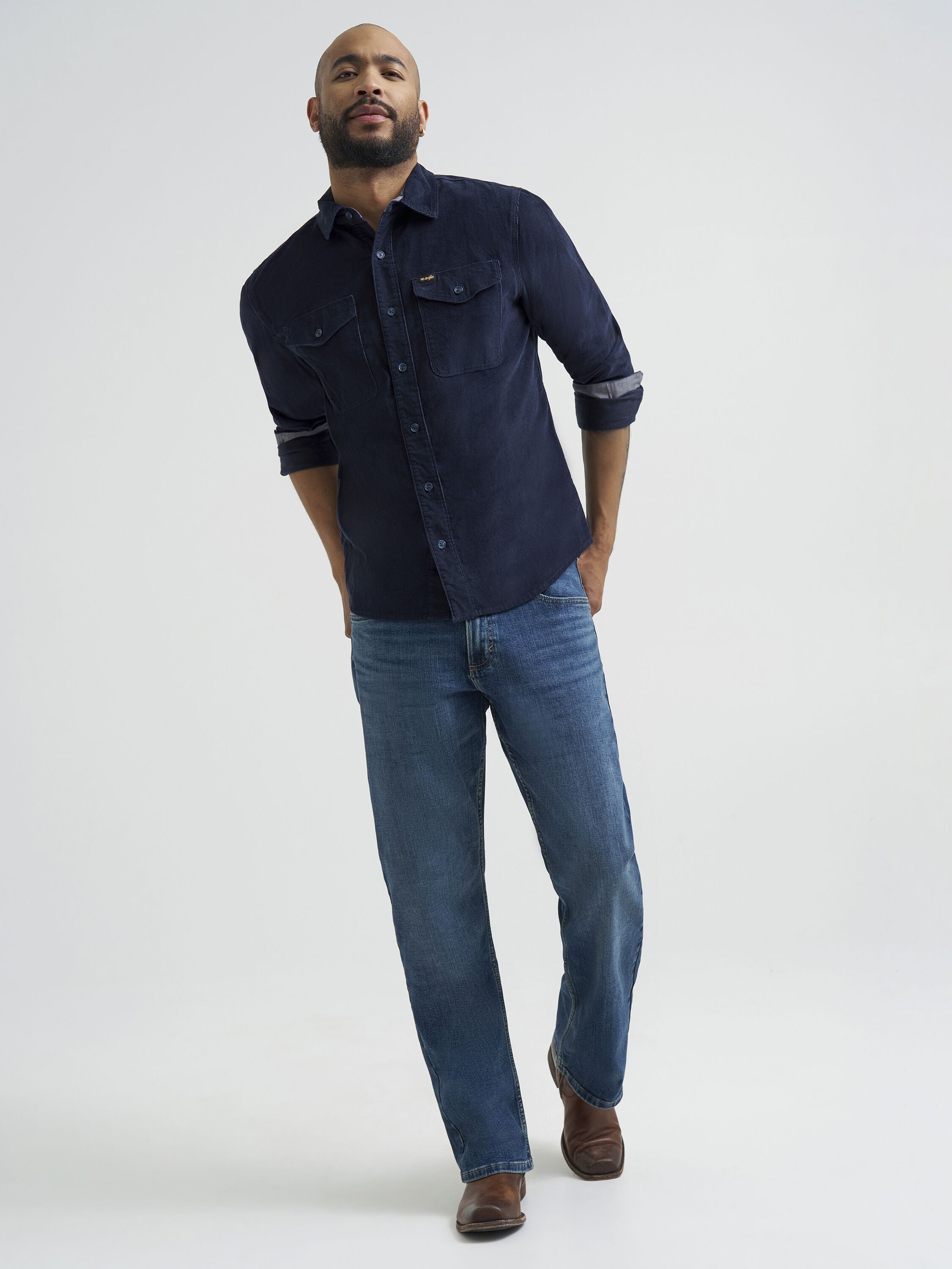 Wrangler Red Kabel Relaxed Bootcut Jean, DUNN, alternate image number 6