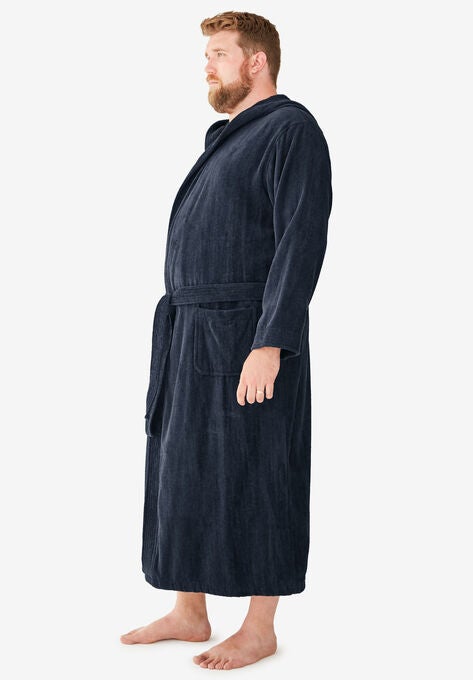 Terry Velour Hooded Maxi Robe Big And Tallrobes King Size