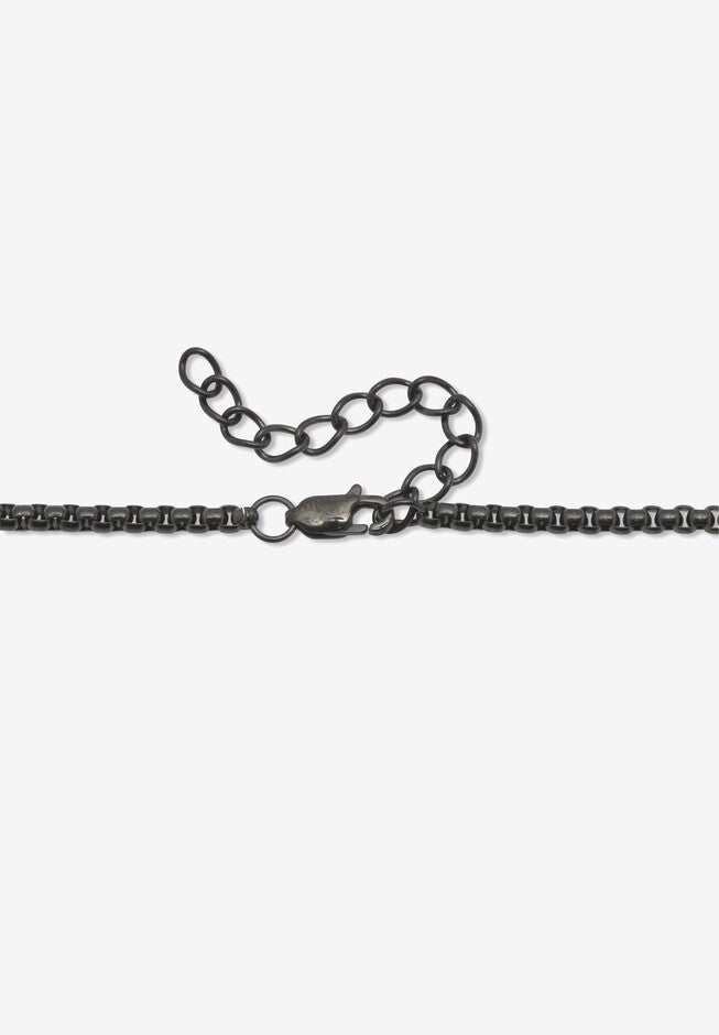 Men'S Black Ion-Plated Stainless Steel Dog Tag Pendant Cross Necklace 26 Inch Jewelry, , on-hover image number null