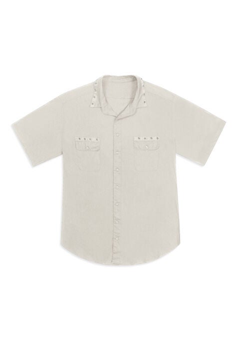 Spike Trim Short Sleeve Shirt, , alternate image number null