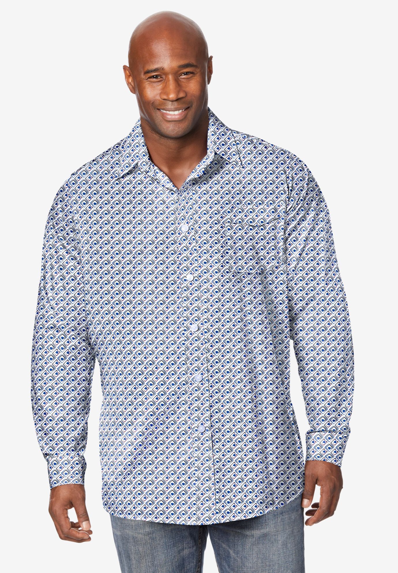 Men's Big & Tall No-Tuck Long Sleeve Stretch Oxford Shirt