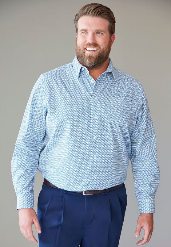 22 35//6 Big KingSize KS Signature Mens Big /& Tall No Hassle Long-Sleeve Dress Shirt Royal Blue
