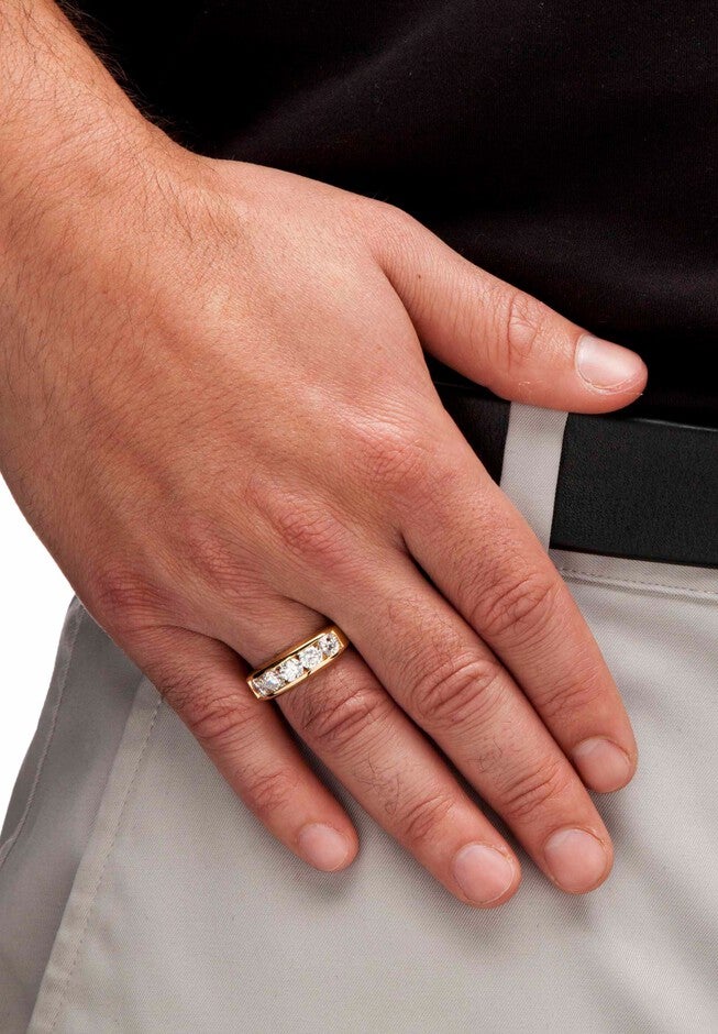 Men's 2.50 TCW CZ Wedding Band in Gold-Plated Sterling Silver, , alternate image number 2