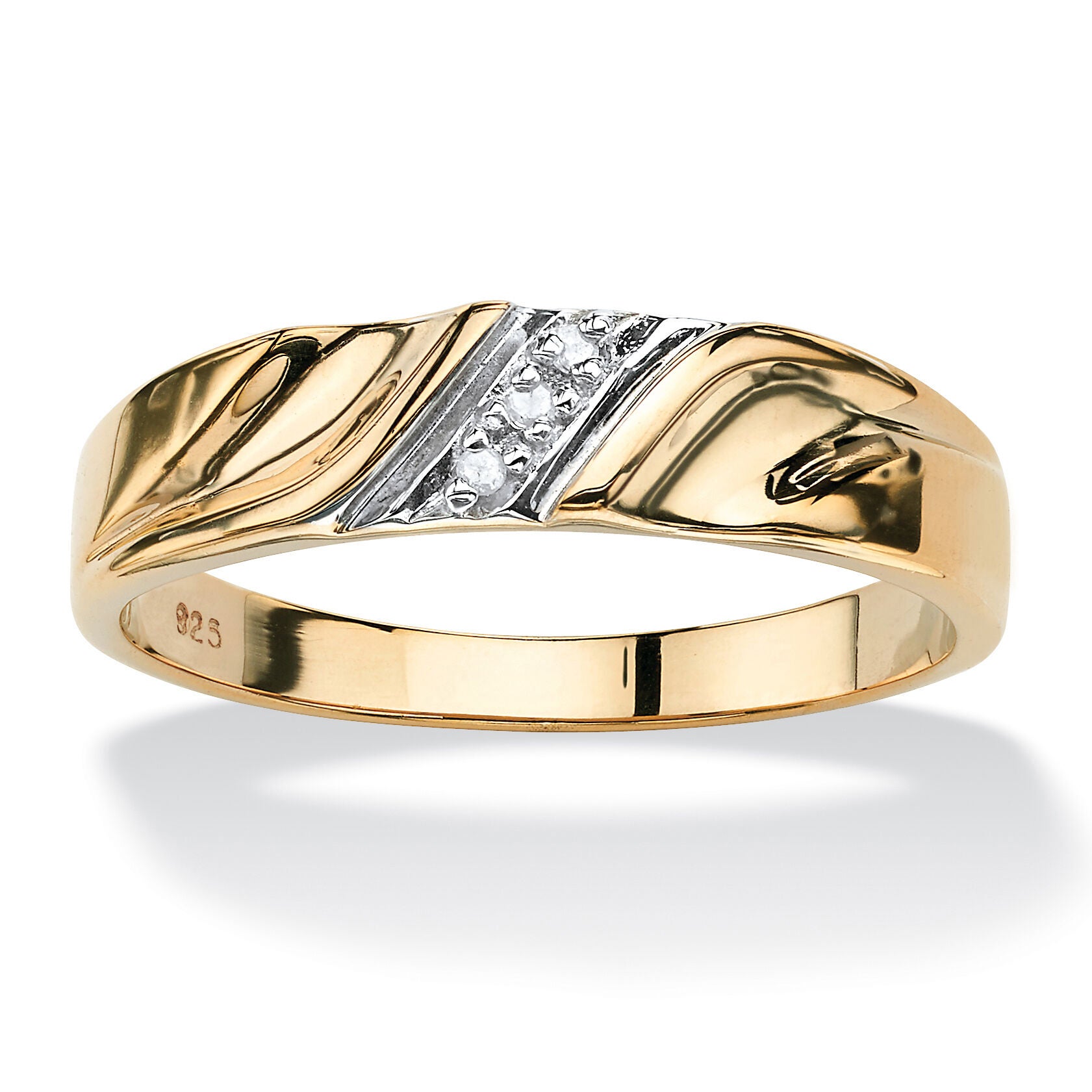 Men's Diamond Accented Wedding Ring in Gold-Plated Sterling Silver