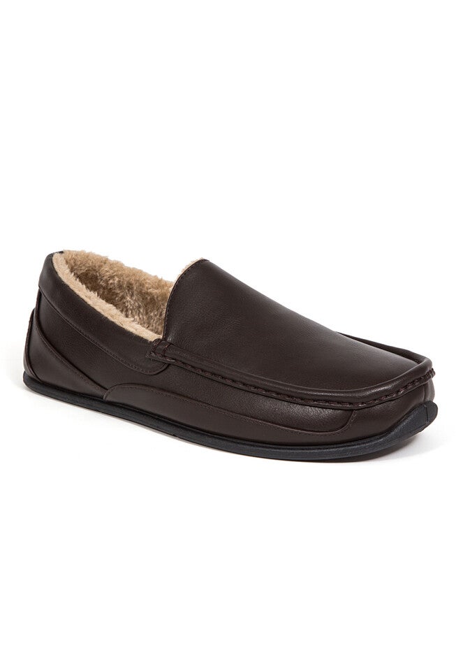Spun Faux Leather Slippers, DARK BROWN, hi-res image number null