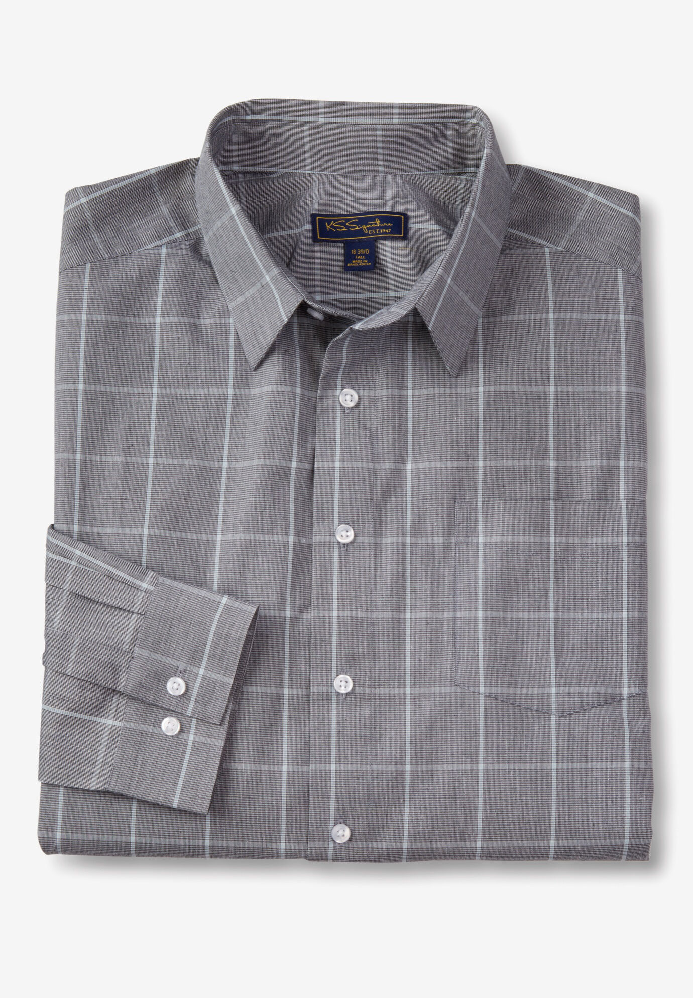 H&M Long Sleeve Shirt light grey-black check pattern elegant Fashion Formal Shirts Long Sleeve Shirts 