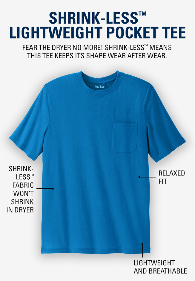 King Size T-Shirt Shrink-Less™ Lightweight Pocket | Crewneck