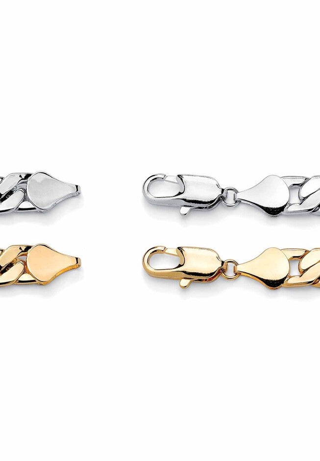 2 Piece Gold Tone and Silvertone 9 inches Curb-Link Bracelet, , on-hover image number 1