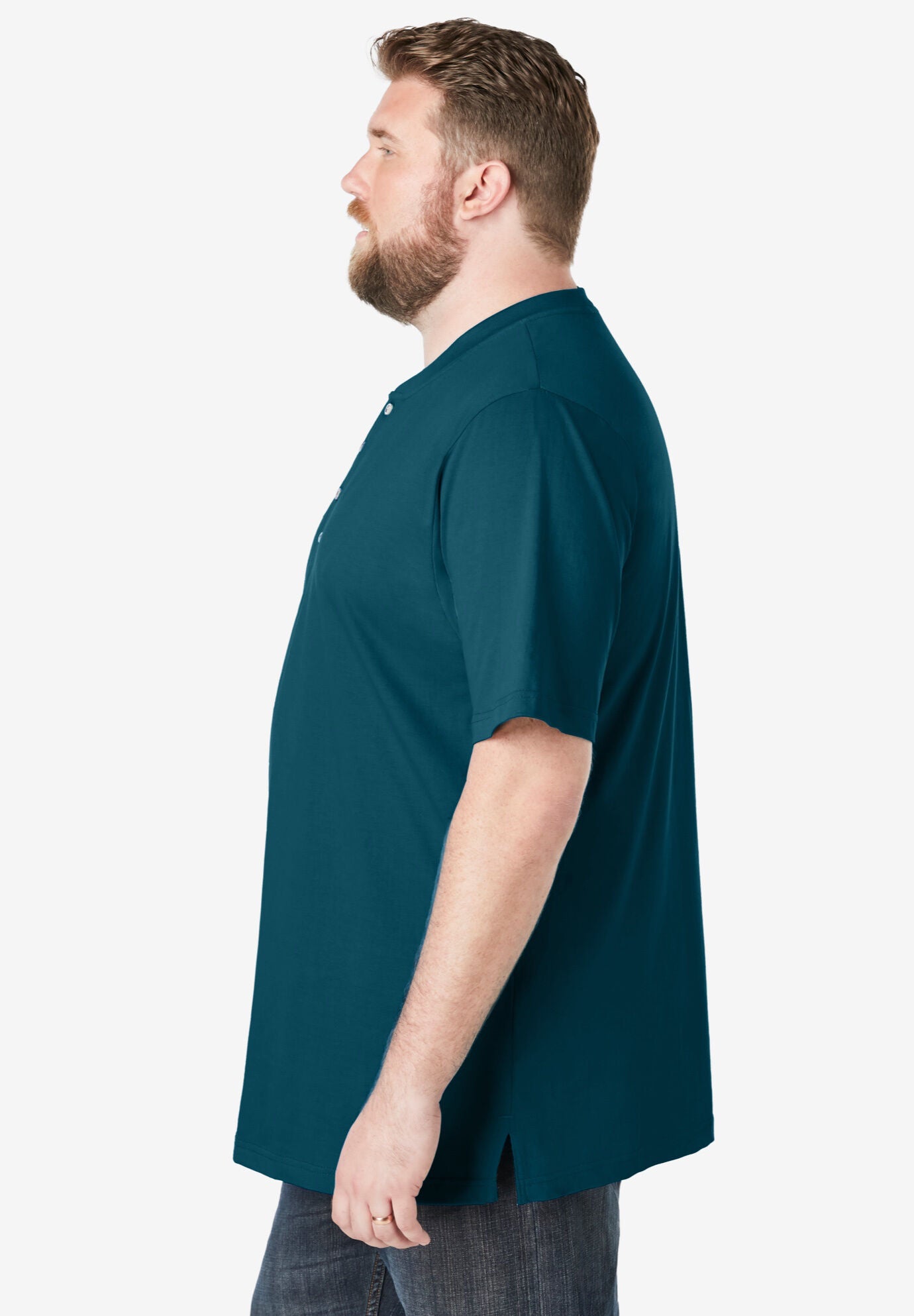 Heavyweight Short Sleeve Henley Shirt for Men Black Marl King Size