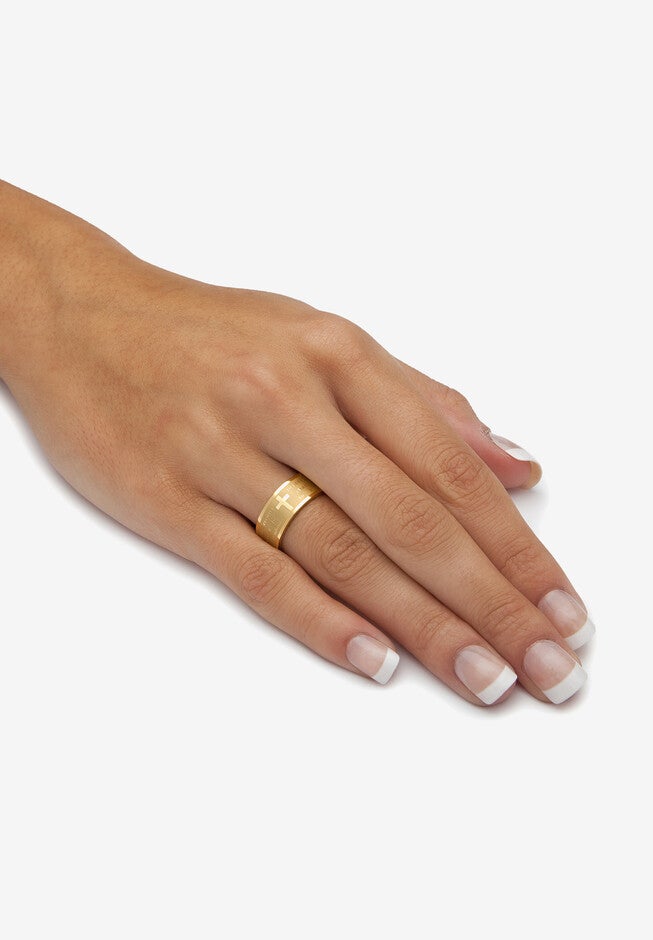 Yellow Gold Ion Plated Stainless Steel Serenity Prayer Ring (7Mm), , alternate image number null