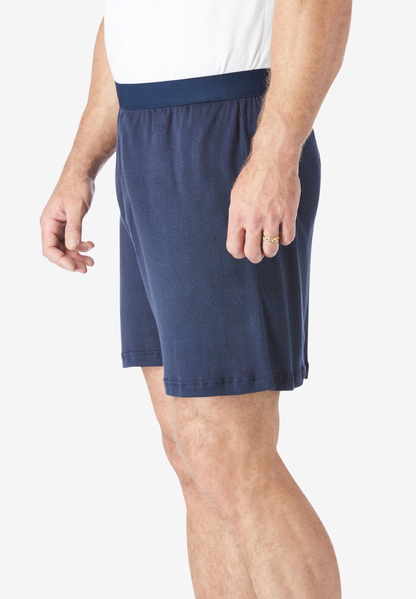 Hanes men's cotton jersey knit sleep shorts with cheap exposed waistband