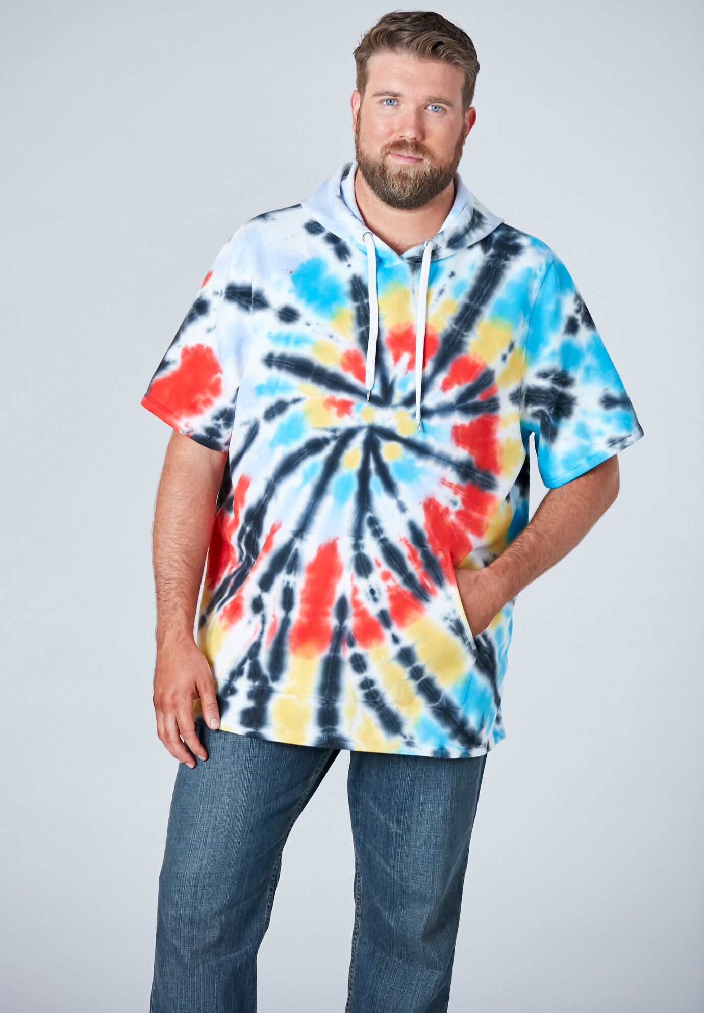 Tie dye sales short sleeve hoodie