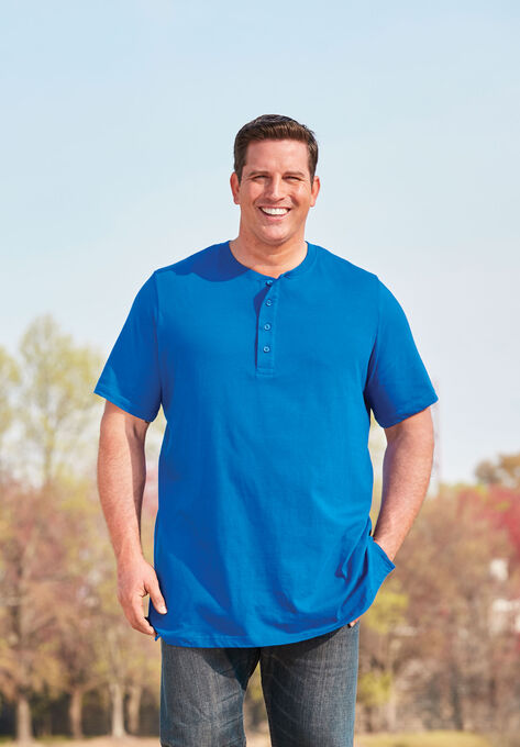 Shrink-Less™ Lightweight Henley Longer Length T-Shirt, , alternate image number null