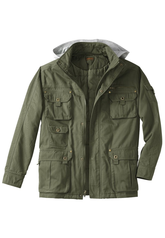 9 Pocket Twill Utility Jacket with Removable Hood
