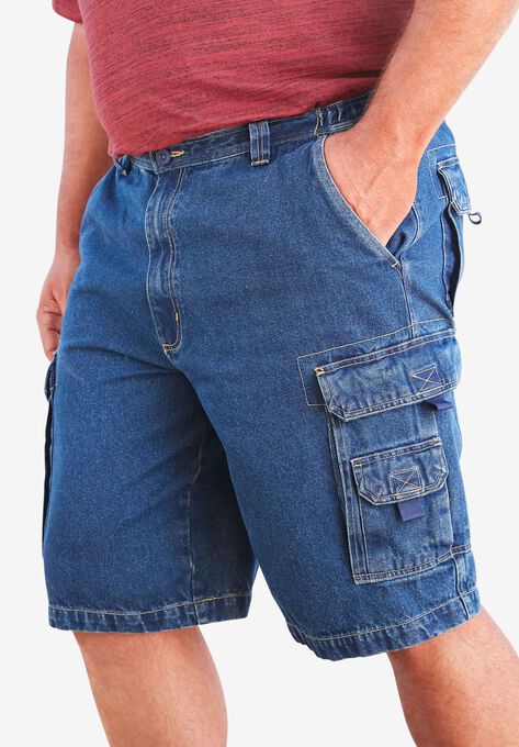 Boulder Creek® 12" Denim Cargo Shorts, BLUE WASH, hi-res image number null