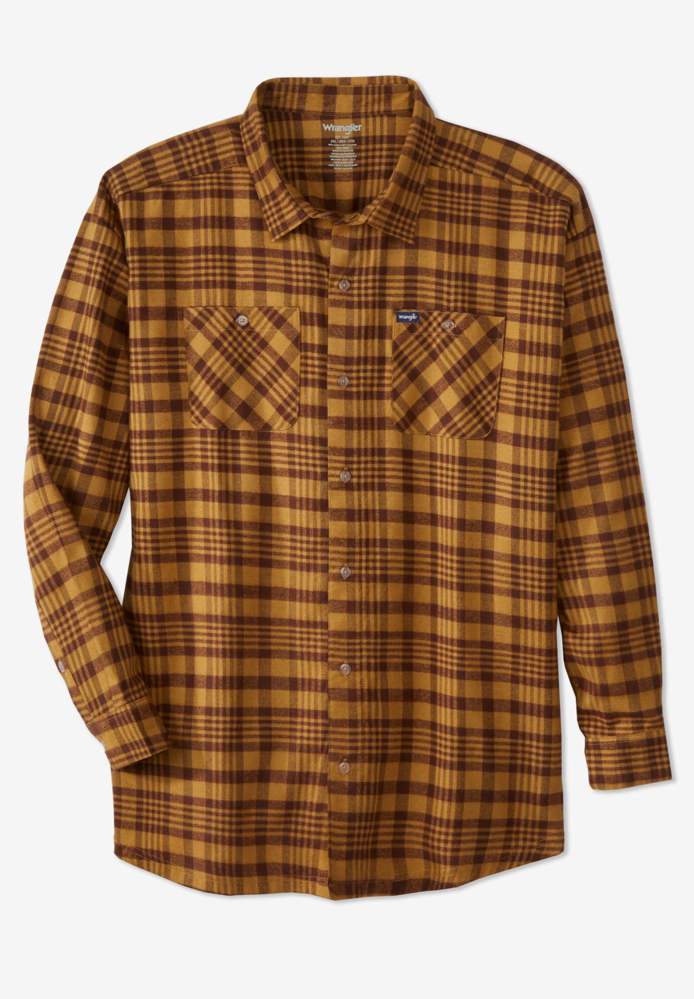 Flannel Plaid Shirt, BEIGE BROWN, hi-res image number 0