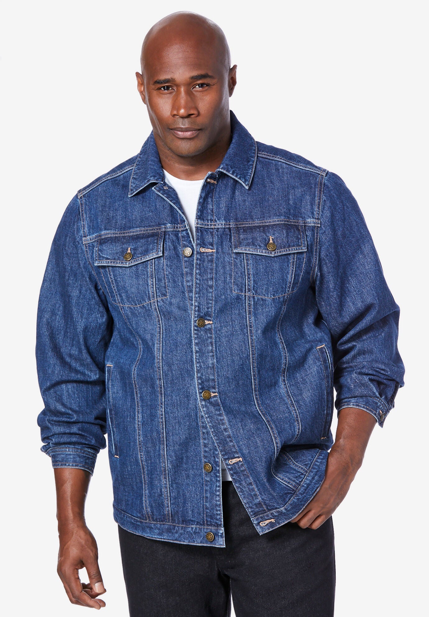 Men s Big Tall Denim Jacket by Liberty Blues in Stonewash Size 3XL
