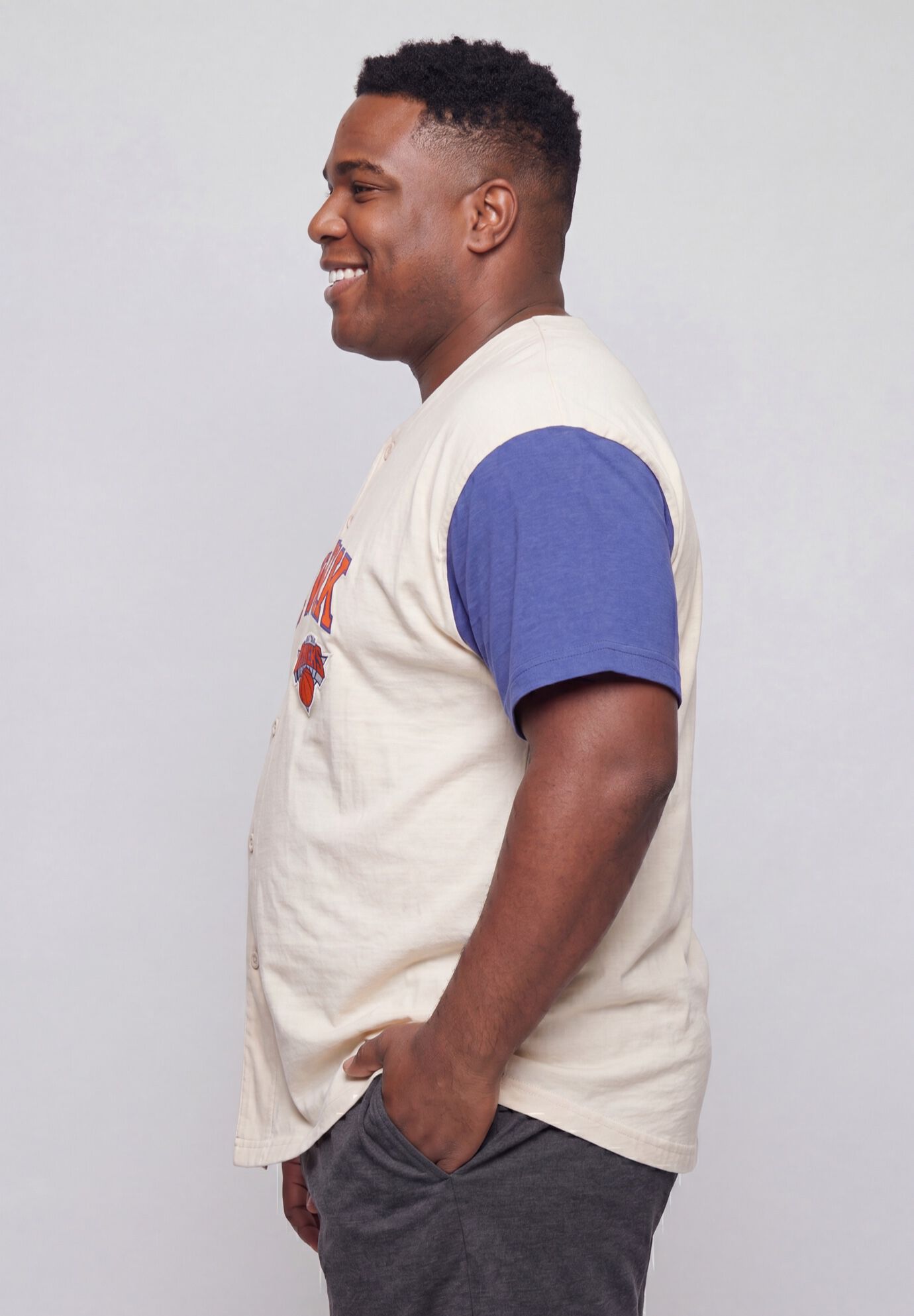 New York Knicks Baseball Jersey, CREAM ROYAL, alternate image number 2