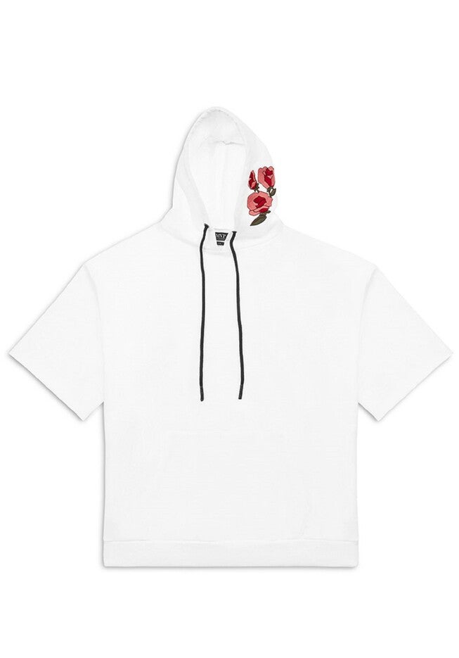 Rose Embroidered White Hoodie, , on-hover image number null