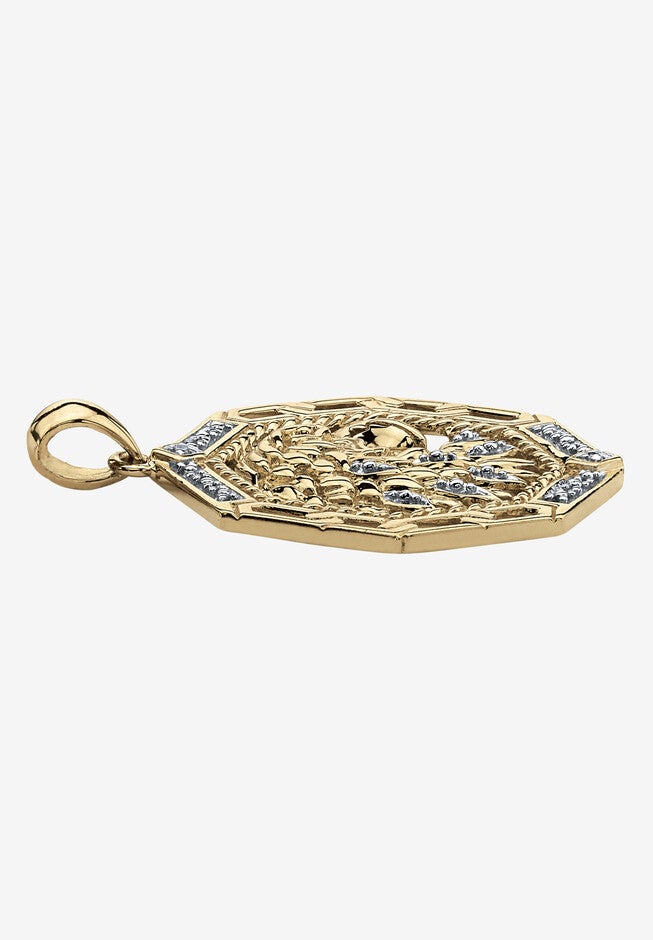 Men'S Diamond Accented Eagle Pendant In Gold-Plated Sterling Silver, , on-hover image number 1