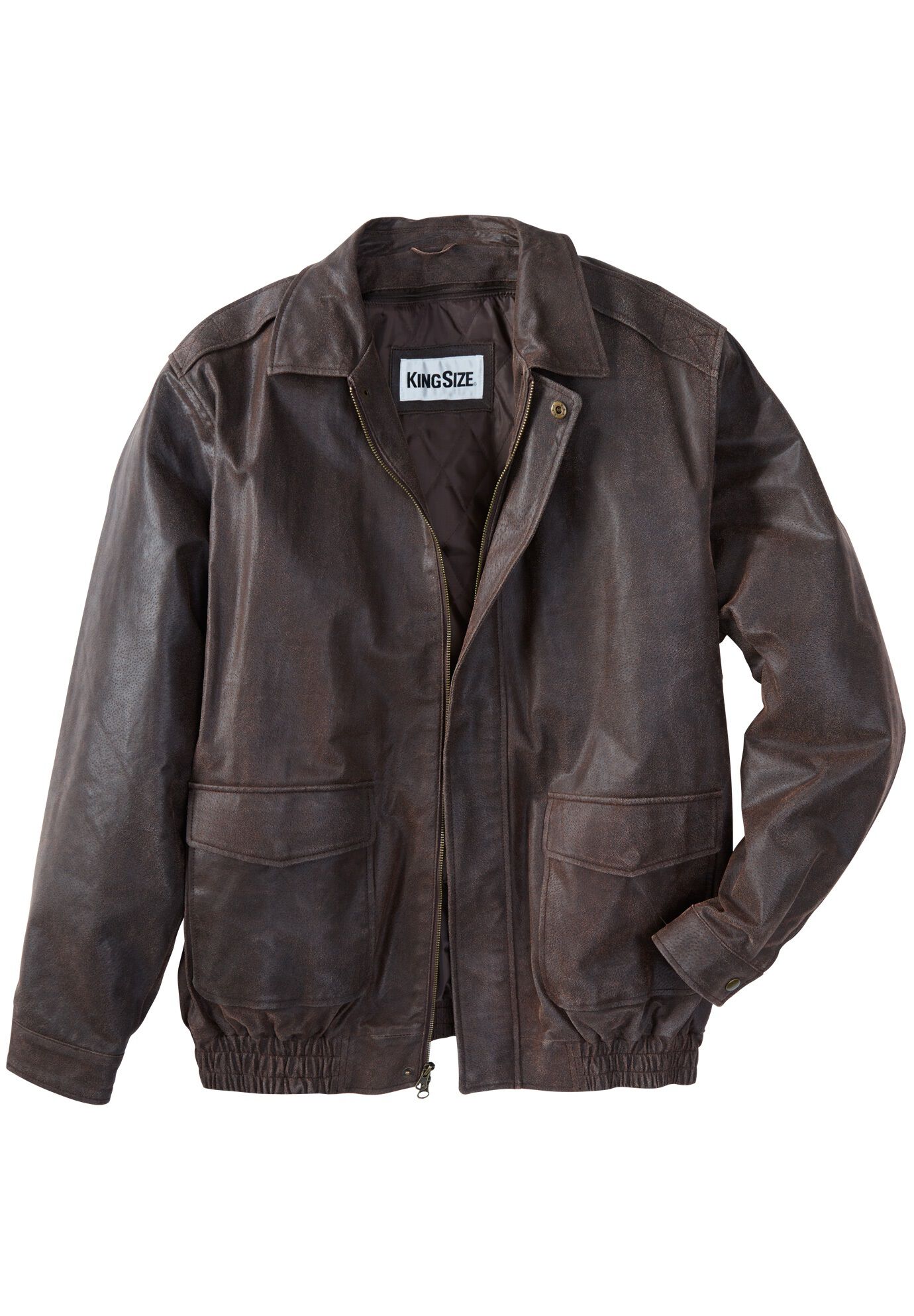 Mens Bomber Jacket by Leather Aviator Brown King Size