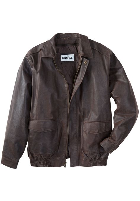 Leather Aviator Jacket, BROWN, hi-res image number null