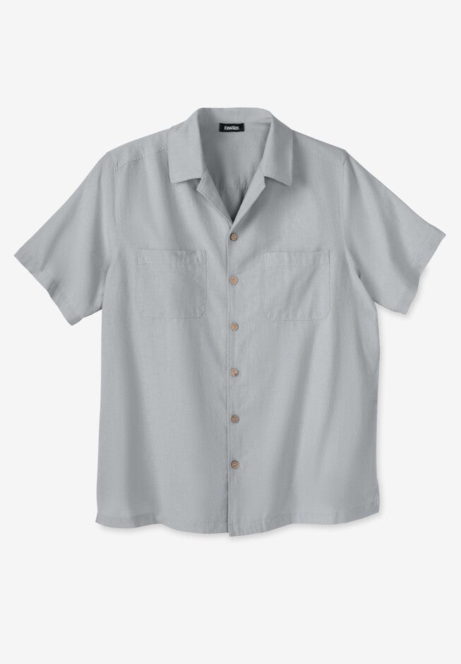 Hemp short sleeve button down, LIGHT GREY, hi-res image number null