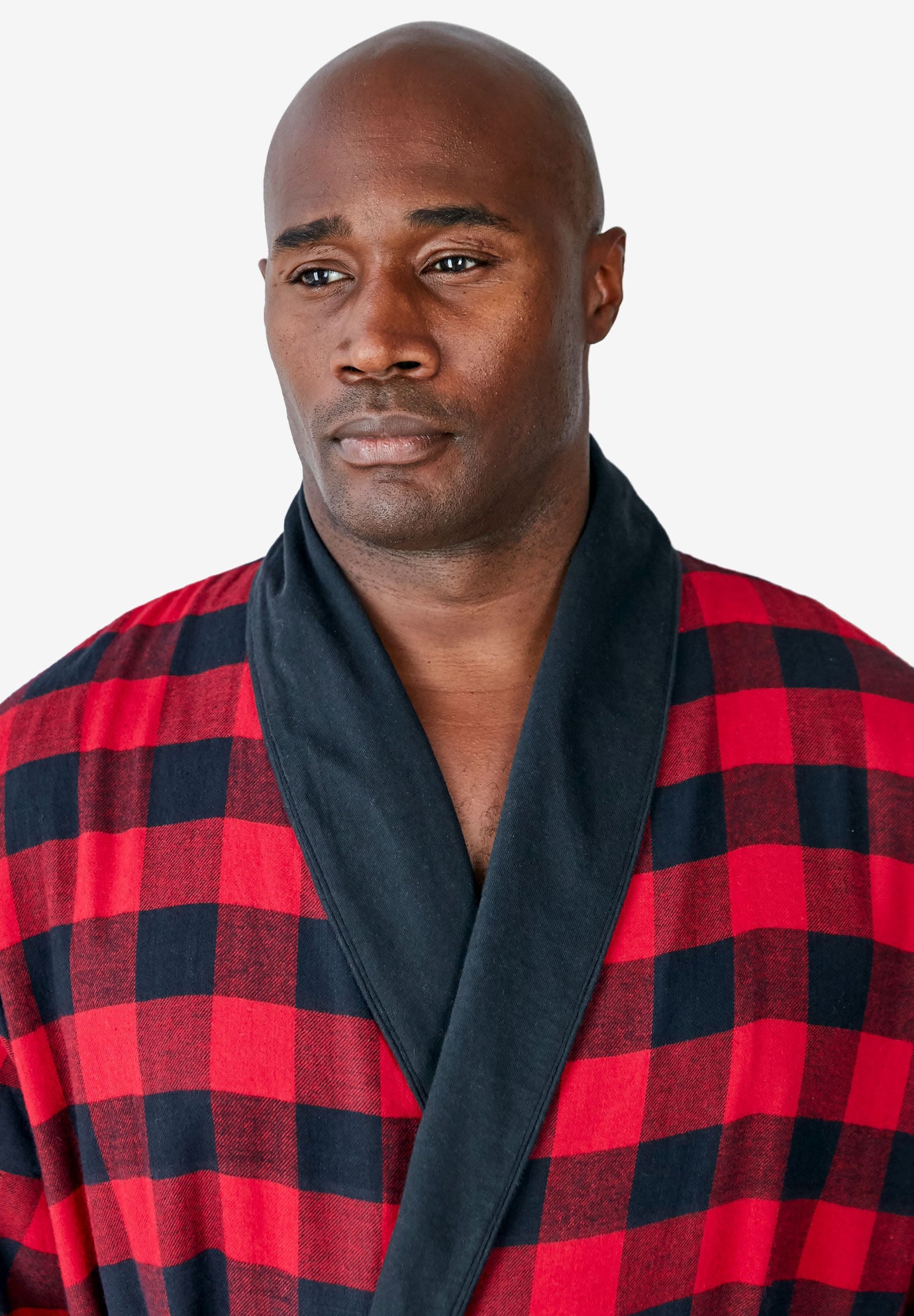Jersey-Lined Flannel Robe with Shawl Collar, Twilight Plaid | King Size