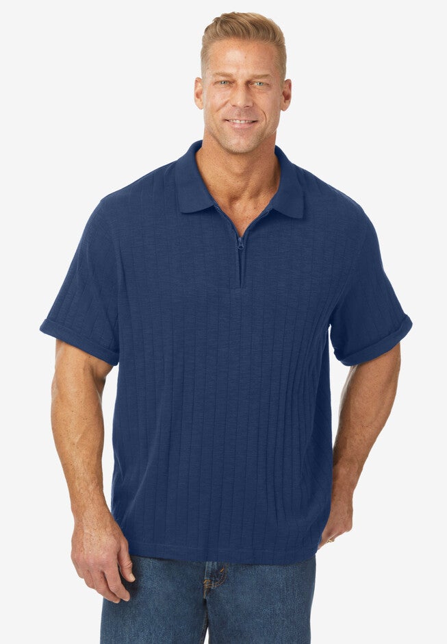Quarter Zip Polo Shirt Drop Needle Style, 4477407 King Size