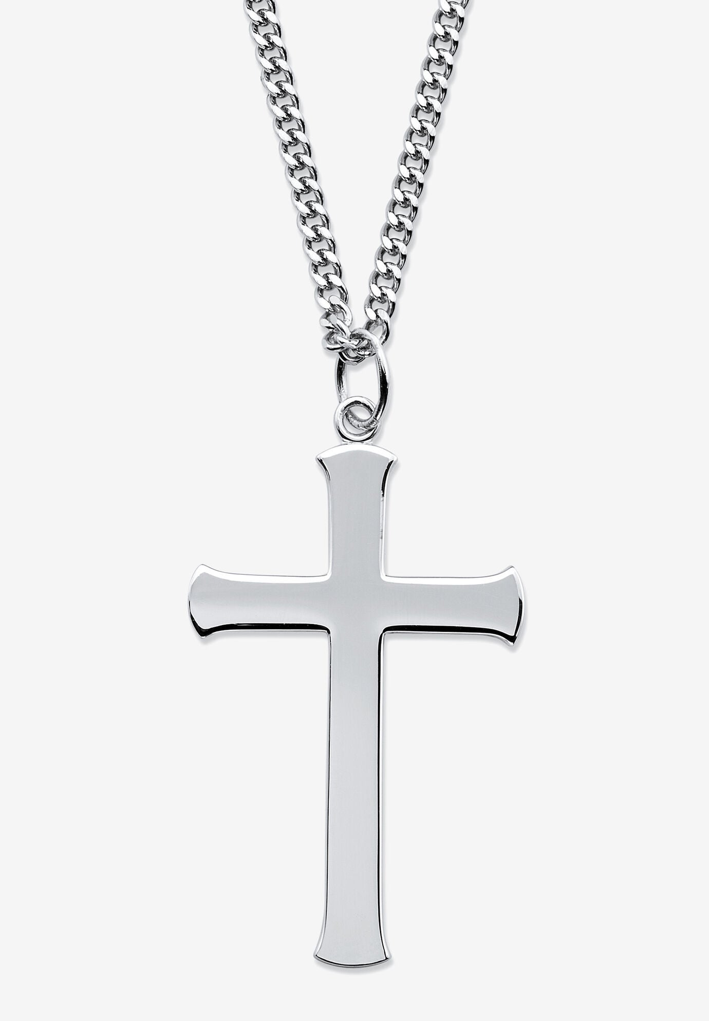 Men'S Sterling Silver Cross Cross Pendant (29Mm) With 24 Inch Chain, WHITE, hi-res image number 0