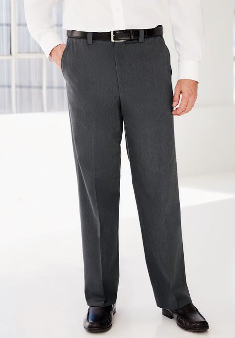 Relaxed Fit Wrinkle-Free Expandable Waist Plain Front Pants, , alternate image number null