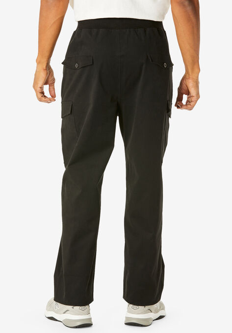 Ribbed Elastic Waist Stretch Cargo Pant, , on-hover image number null