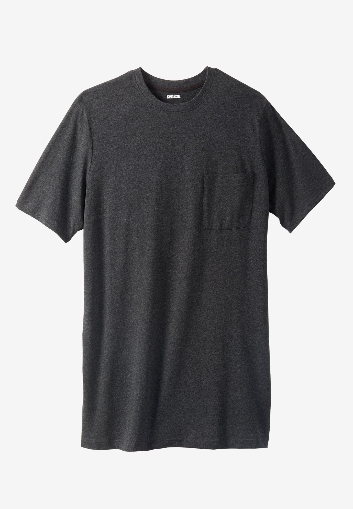 Lightweight Crewneck Pocket T Shirt Shrink Less Heather Charcoal King Size