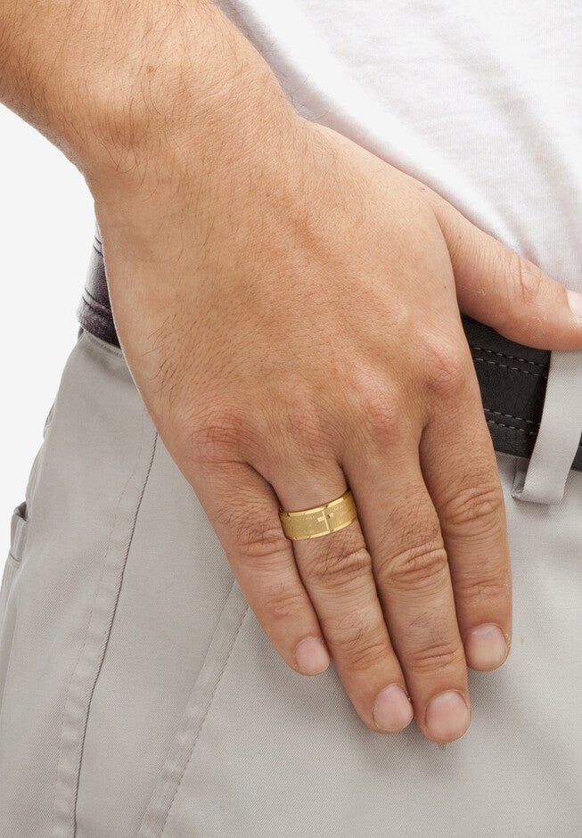 Yellow Gold Ion Plated Stainless Steel Serenity Prayer Ring (7Mm), , alternate image number null