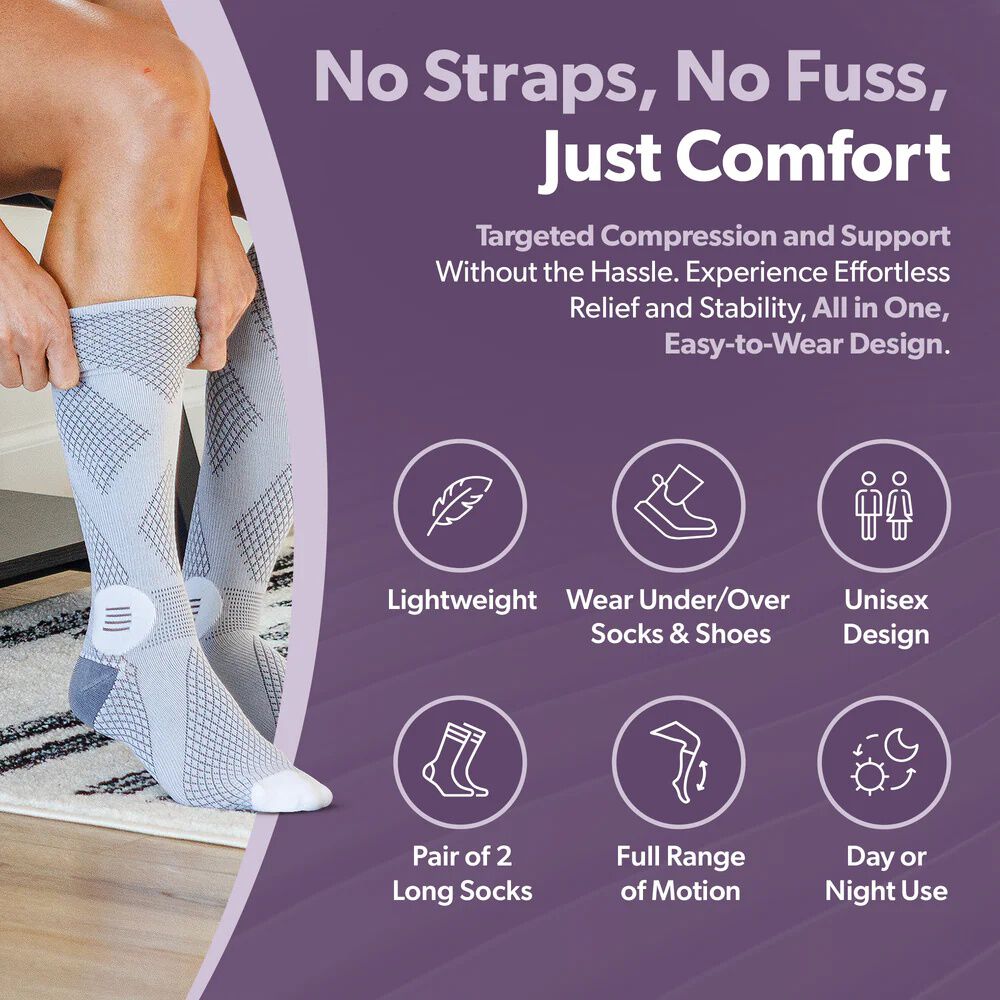 Closed Tall Knee High Compression Socks, GRAY, alternate image number 5