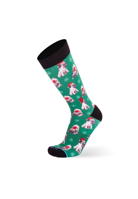 The Holiday Pugs Socks, GREEN, hi-res image number null