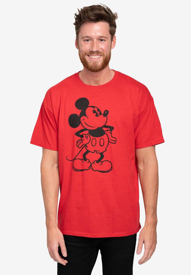 Disney Men's Mickey Mouse Classic T-Shirt Short Sleeve Red, RED, hi-res image number null