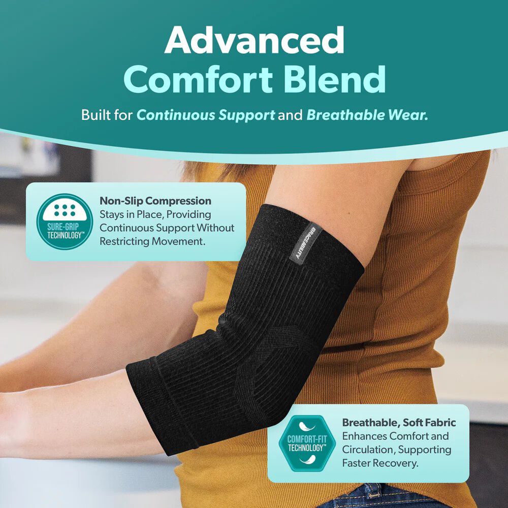 Comfort Elbow Sleeve, BLACK, alternate image number 2