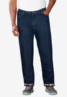 Flannel-Lined Side-Elastic Jeans, STONEWASH, hi-res image number null