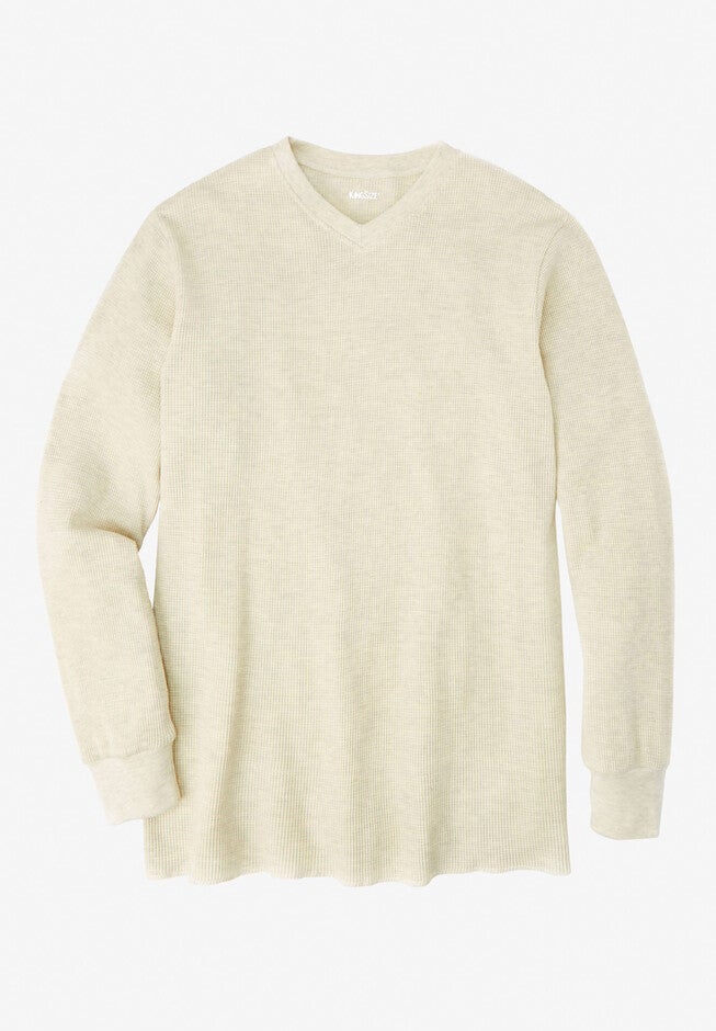 Heavyweight Thermal V-Neck Underwear Shirt, HEATHER OATMEAL, hi-res image number null