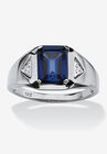 Platinum Over Sterling Silver Sapphire and Diamond Accent Ring, SAPPHIRE DIAMOND, hi-res image number null