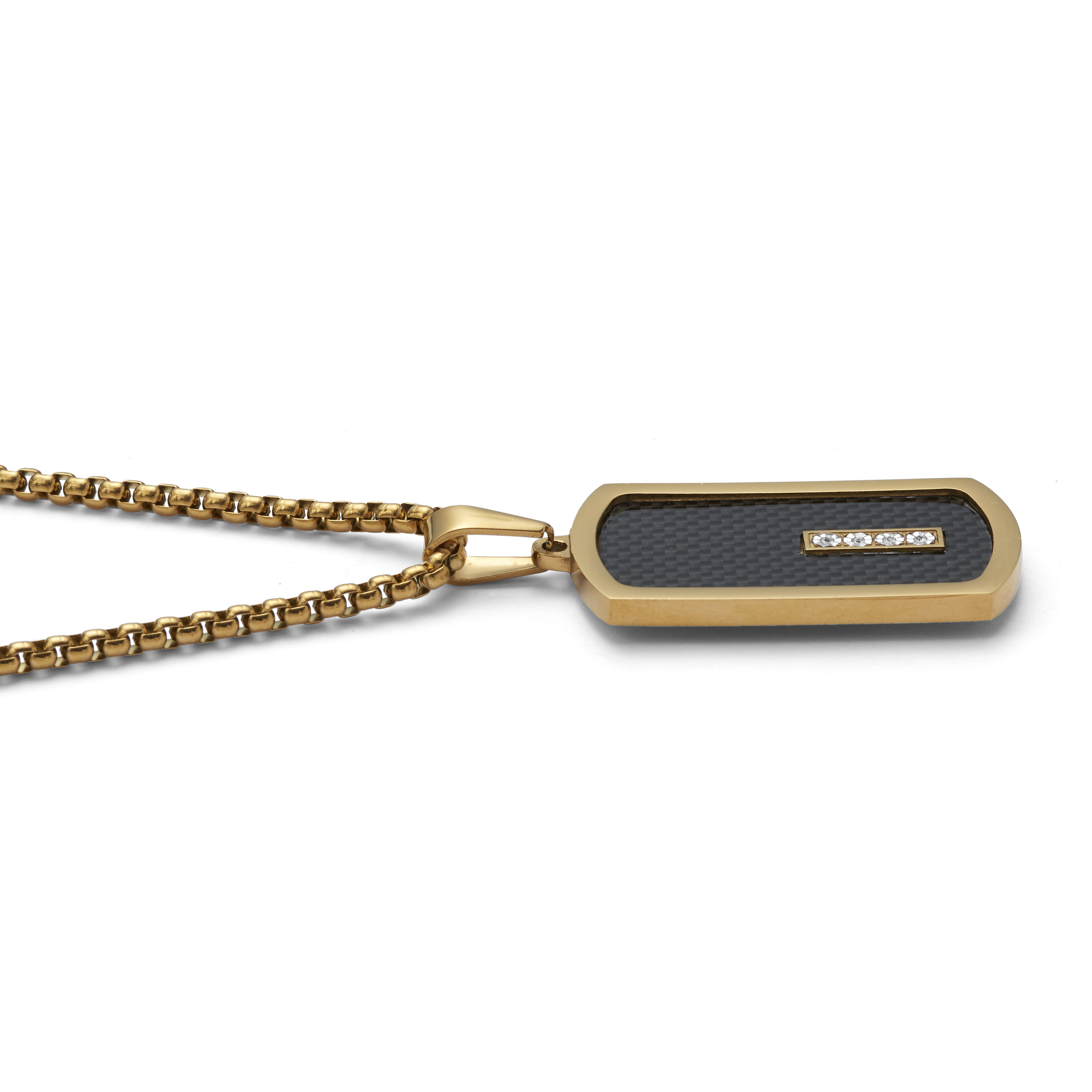 Men's Crystal Gold Ion-Plated Stainless Steel Dog Tag Necklace Set 26 Inch, WHITE, alternate image number 4