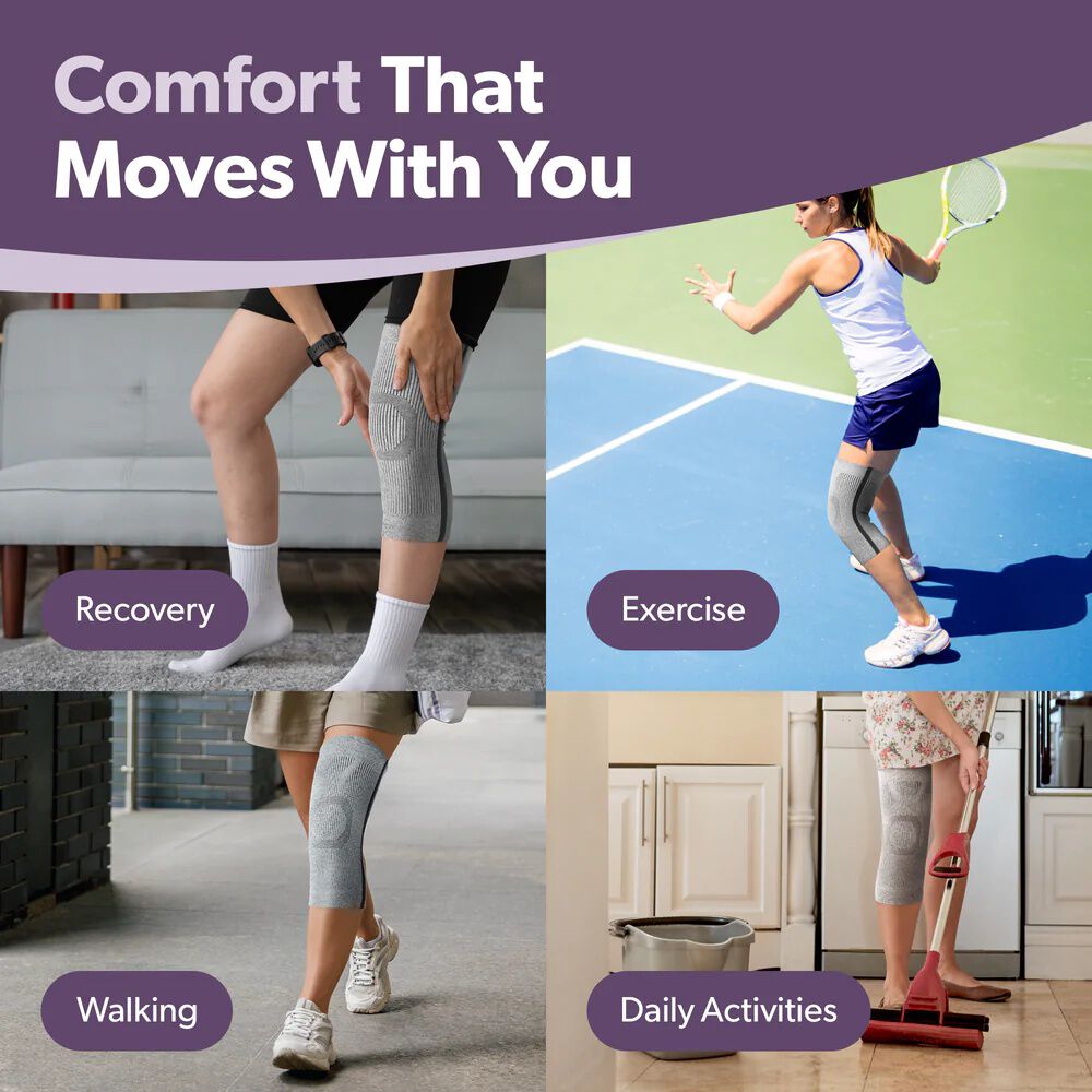 Comfort Knee Compression Sleeve, BLACK, alternate image number 3