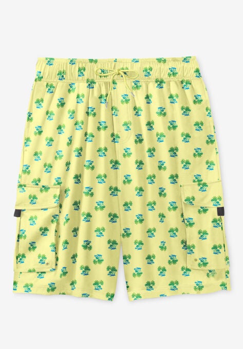 KS Island™ Flex Cargo Swim Trunks, YELLOW PALM TREES, hi-res image number null