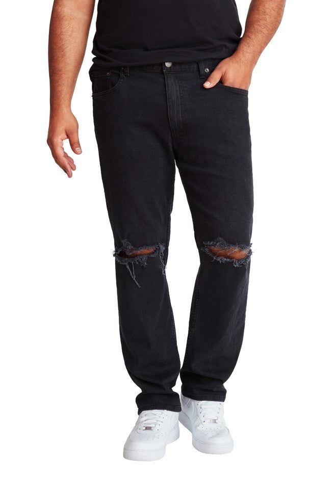 MVP Collections® Slit Knee Straight Leg Jeans, ONYX, hi-res image number null