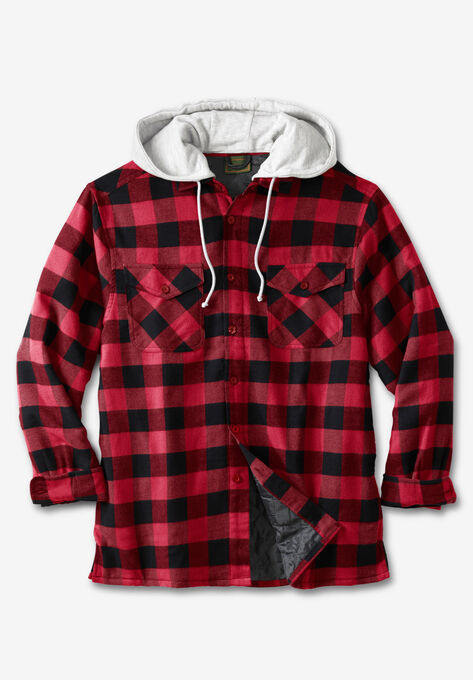 Boulder Creek™ Removable Hood Shirt Jacket, RED BUFFALO CHECK, hi-res image number null